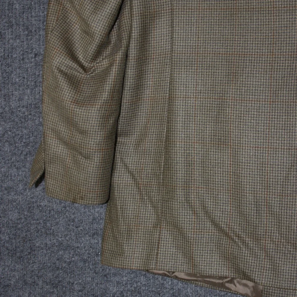 Polo University by Ralph Lauren Blazer Mens 46R Brown Wool Silk Houndstooth‎